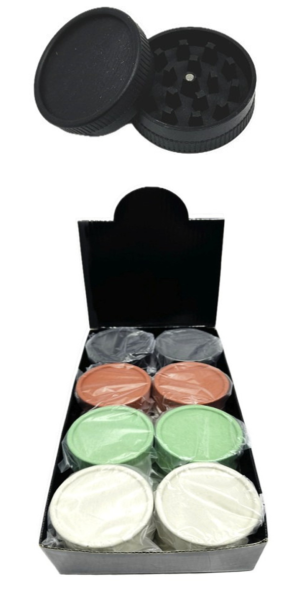 16CT Display Chromium Crusher 2.5" 2pc Biodegradable Grinder