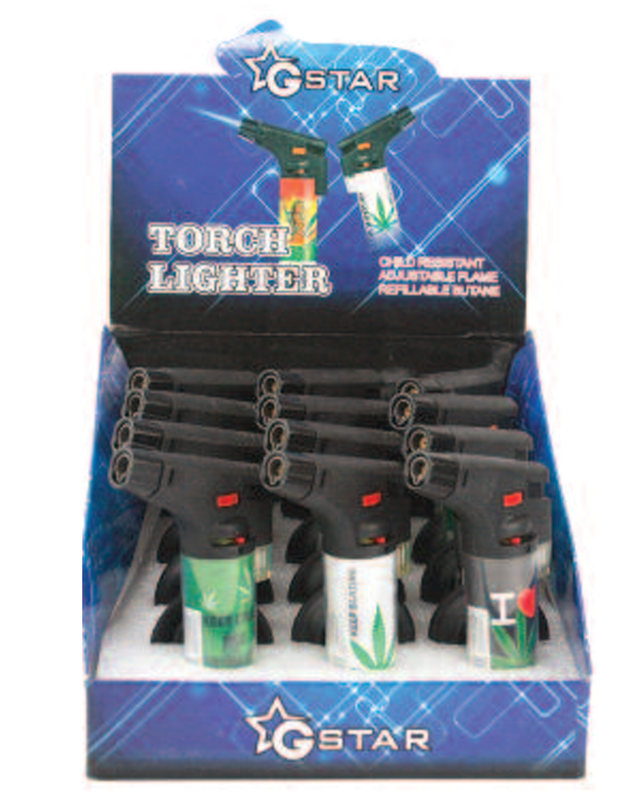 12CT Display 5" Table Torch Black Leaf